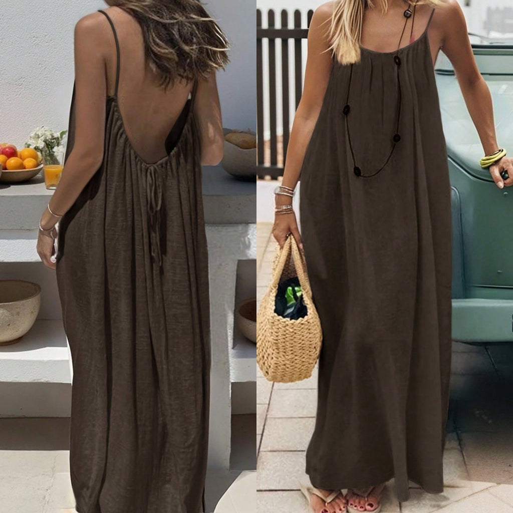 Kylie Jean™ Backless Cami Dress - Adjustable Tie Back Summer Dress