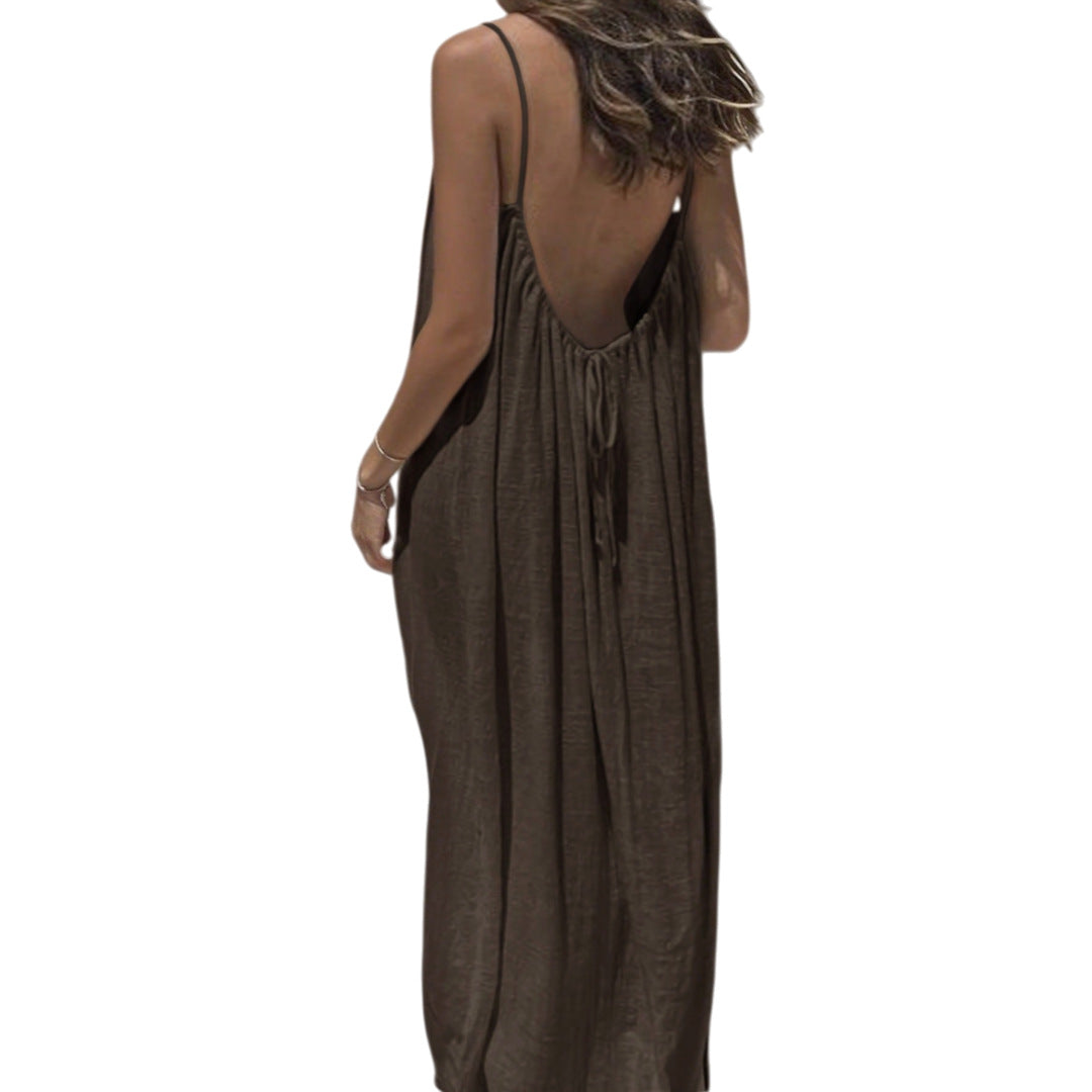 Women's Ice Silk Backless Long Dress