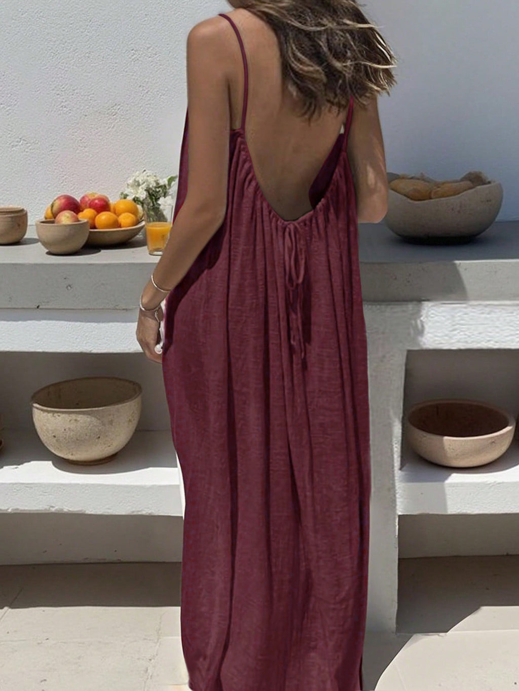 Kylie Jean™ Backless Cami Dress - Adjustable Tie Back Summer Dress