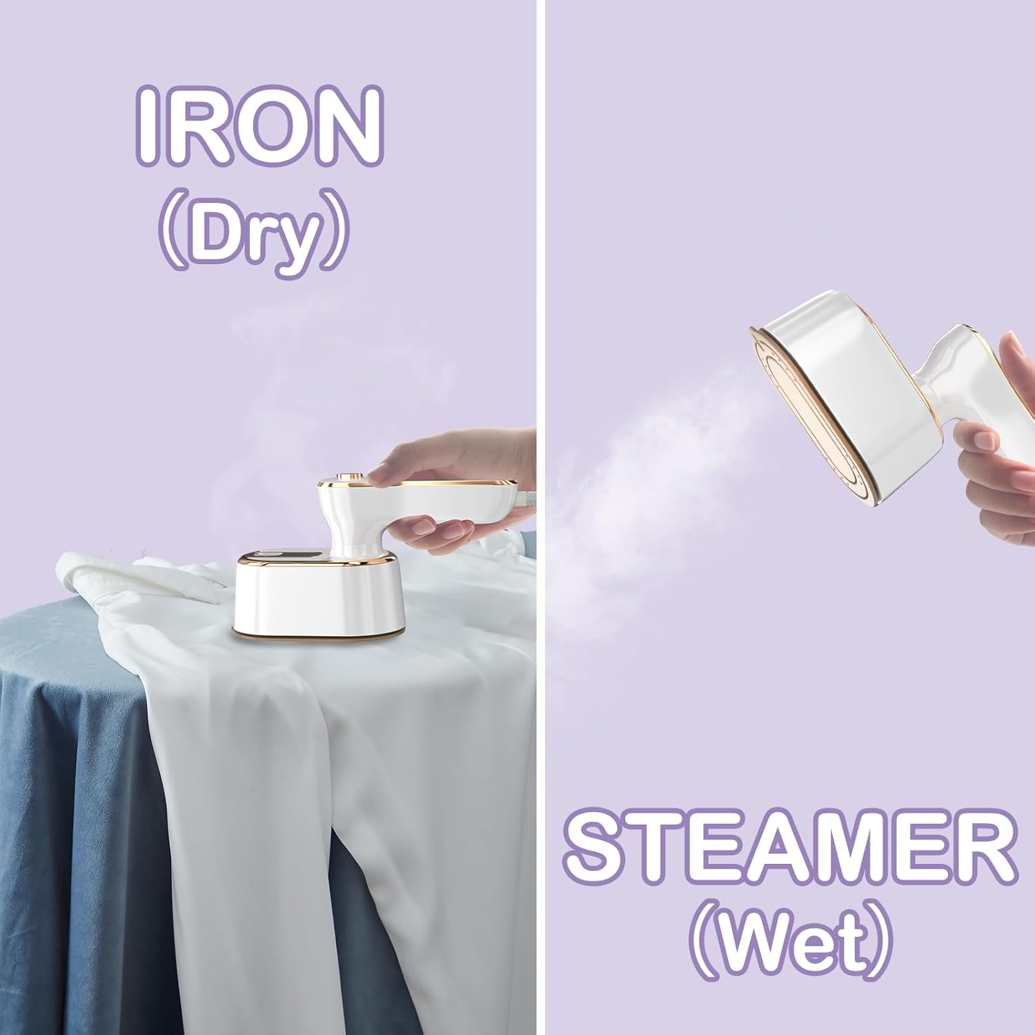 Portable 2-in-1 Handheld Steam Iron & Clothes Steamer