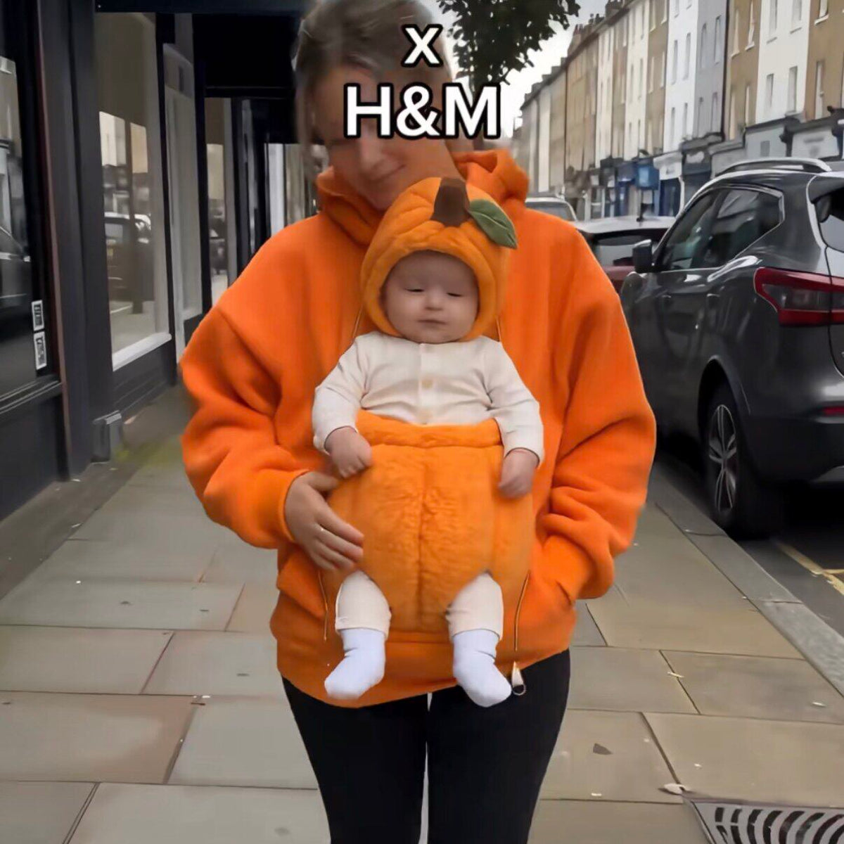Kangaroo pocket pumpkin parent-child sweatshirt