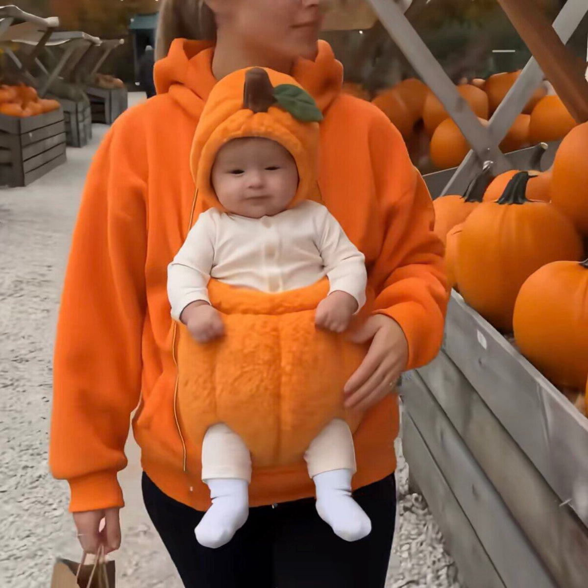 Kangaroo pocket pumpkin parent-child sweatshirt