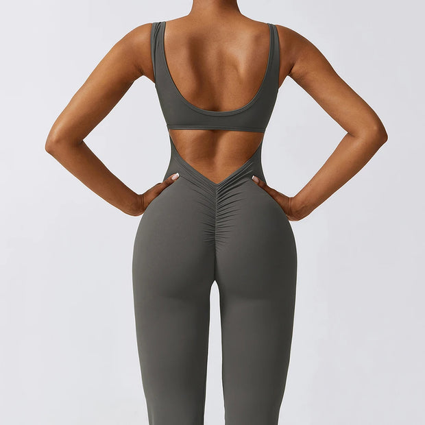 Women Backless Flared Gym Set