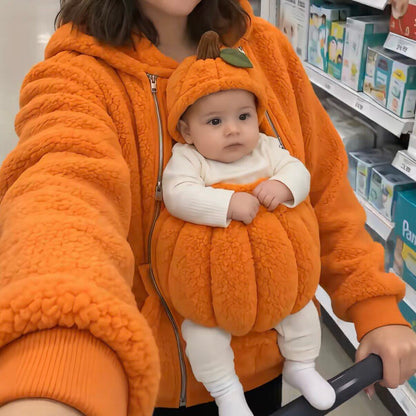 Kangaroo pocket pumpkin parent-child sweatshirt